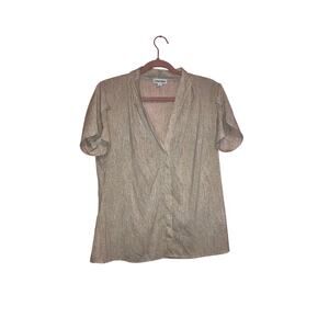 💥Calvin Klein tan and white blouse size large